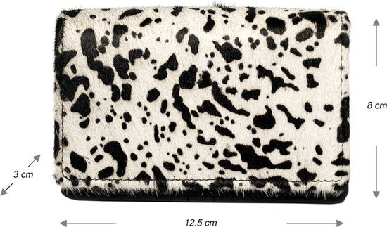 Kleine leren portemonnee portemonnee dames zwart met dierenprint zwarte rfid - Arrigo Leather Goods