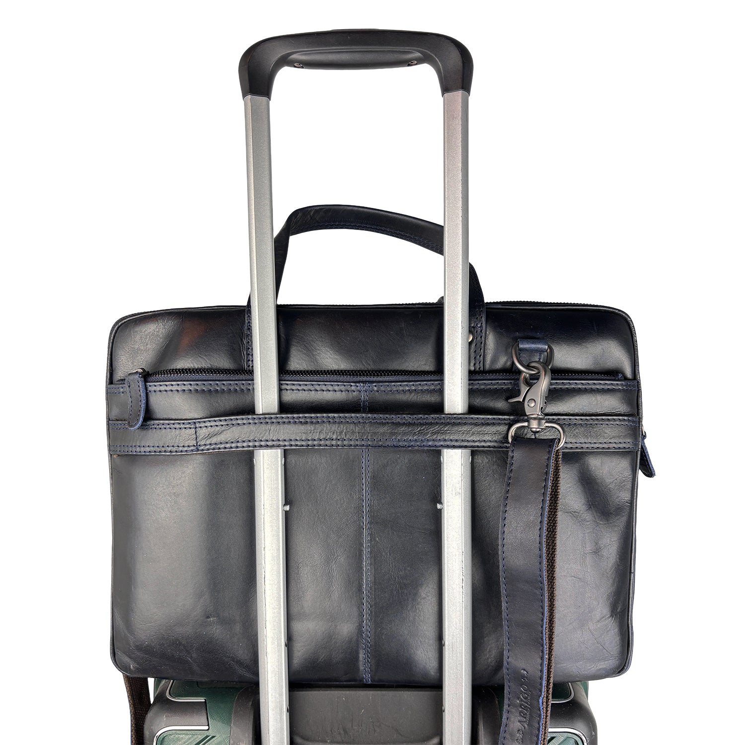 Blauwe leren laptoptas 15 inch