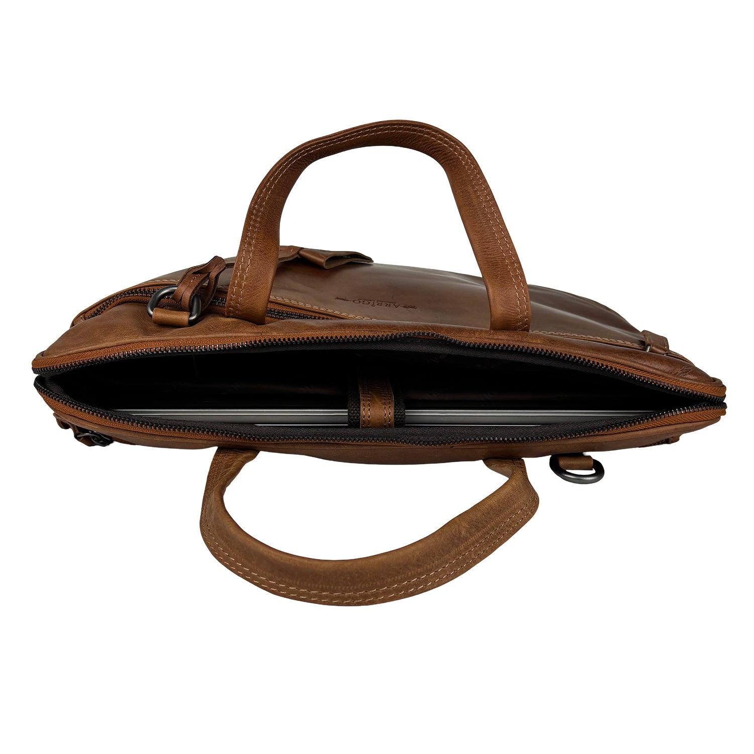 Cognac leren laptoptas 15 inch