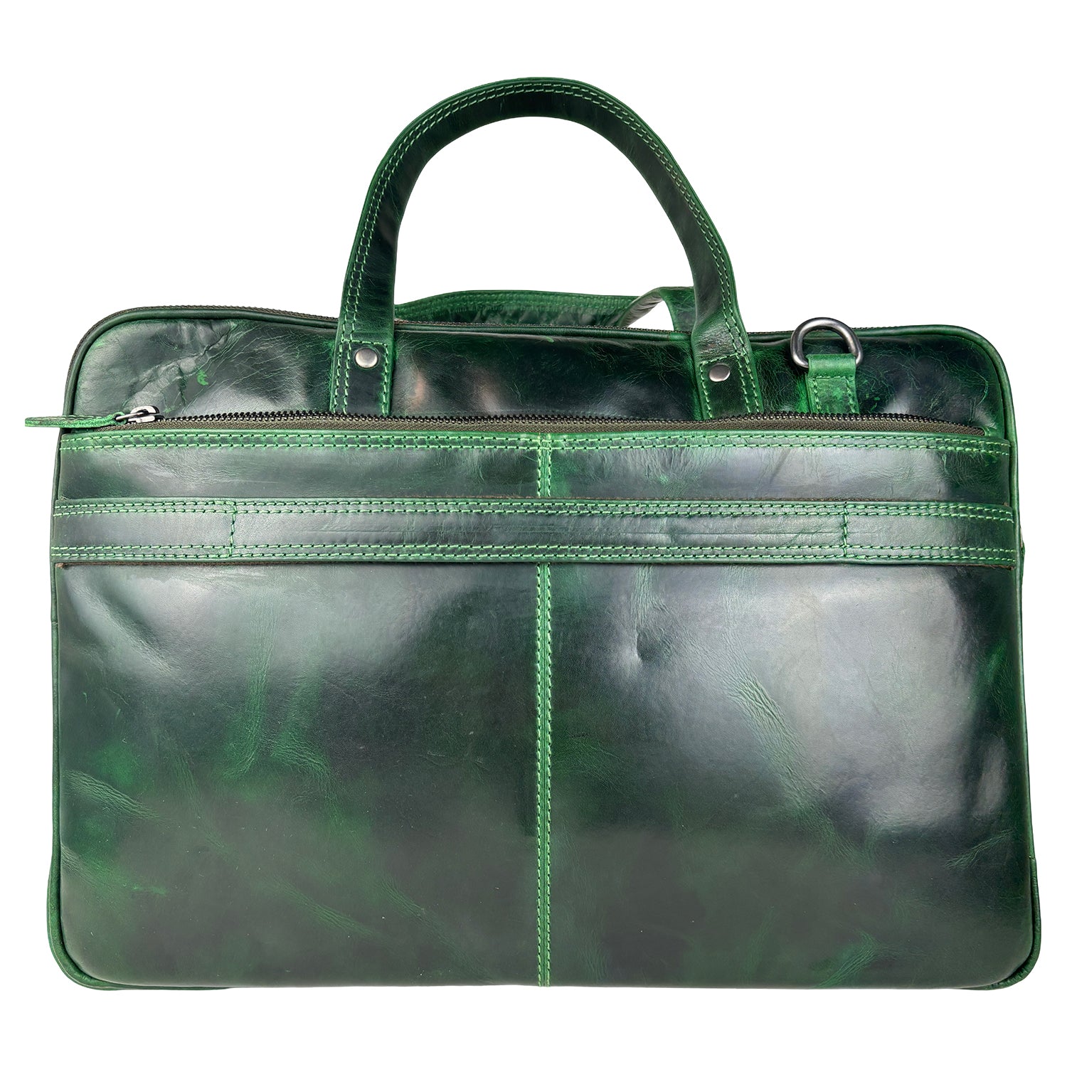 Groene leren laptoptas 15 inch