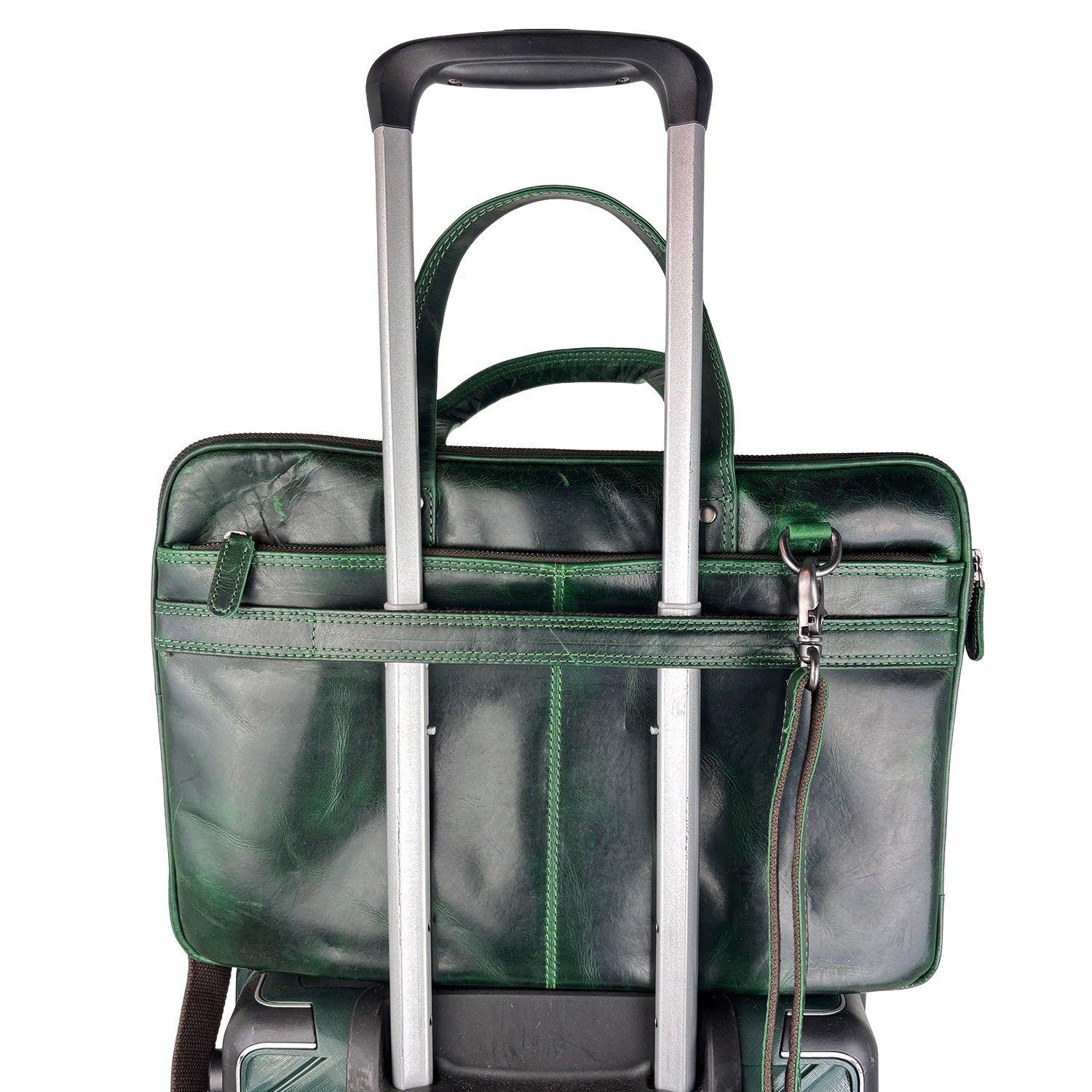 Groene leren laptoptas 15 inch