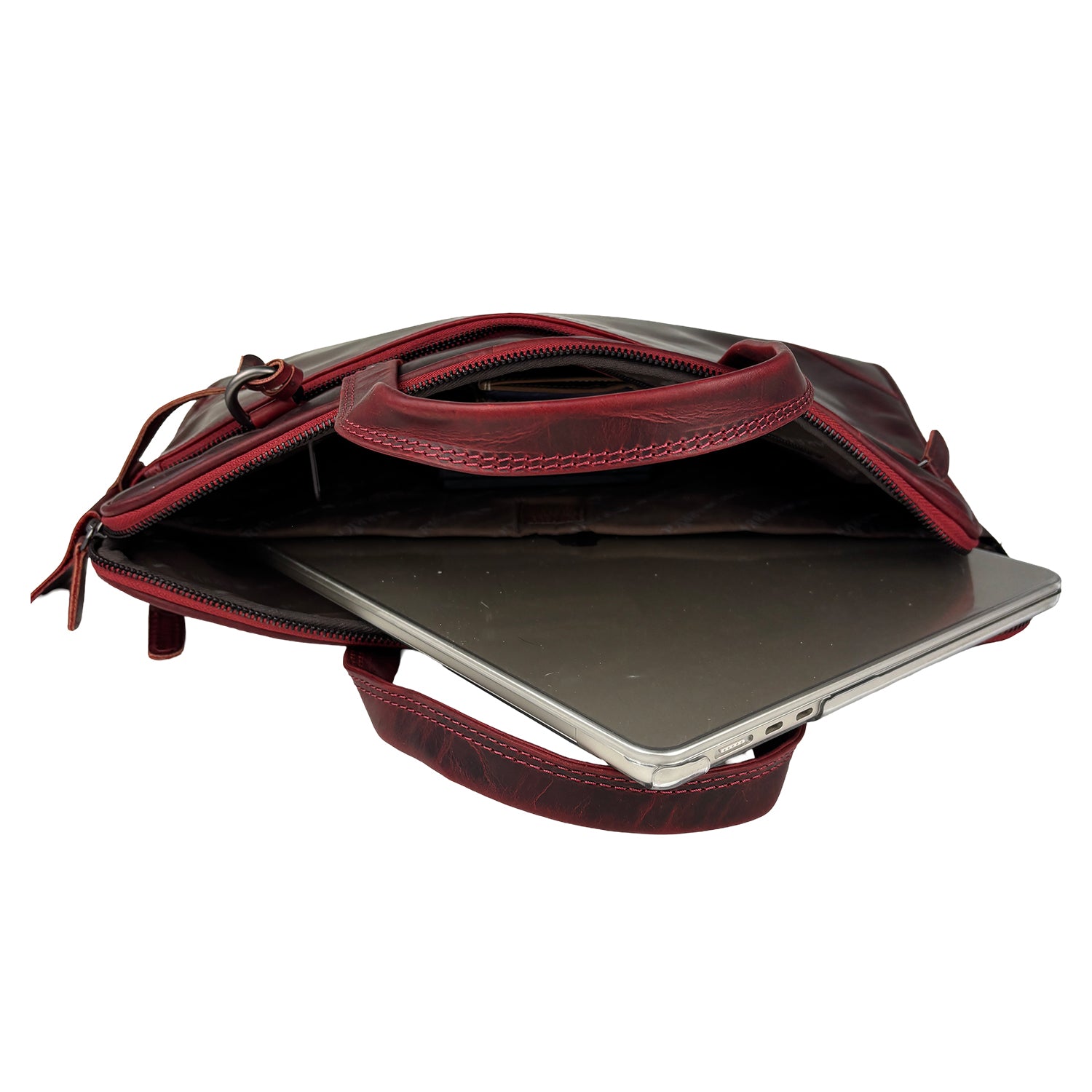 Rode leren laptoptas 15 inch