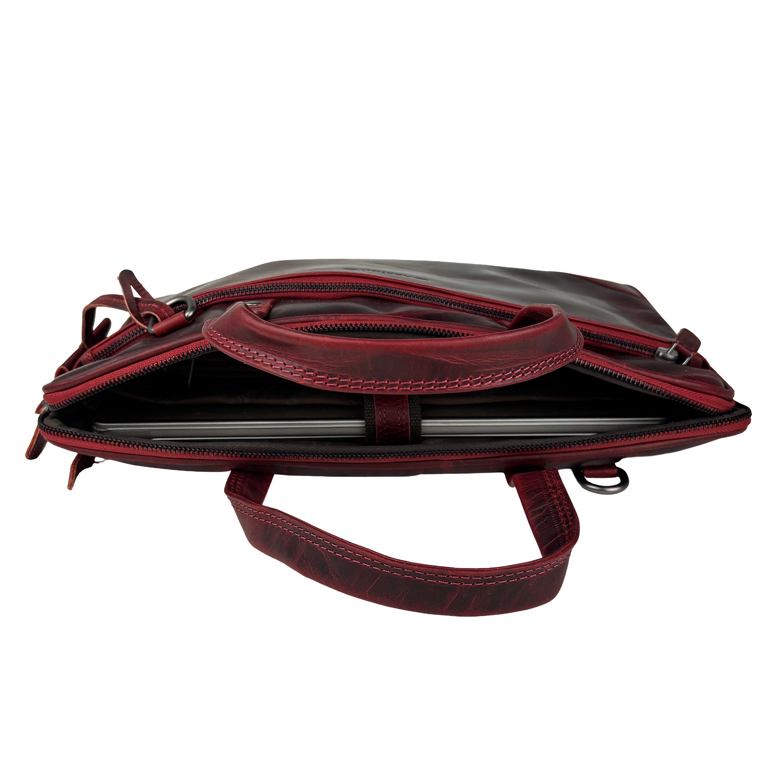 Rode leren laptoptas 15 inch