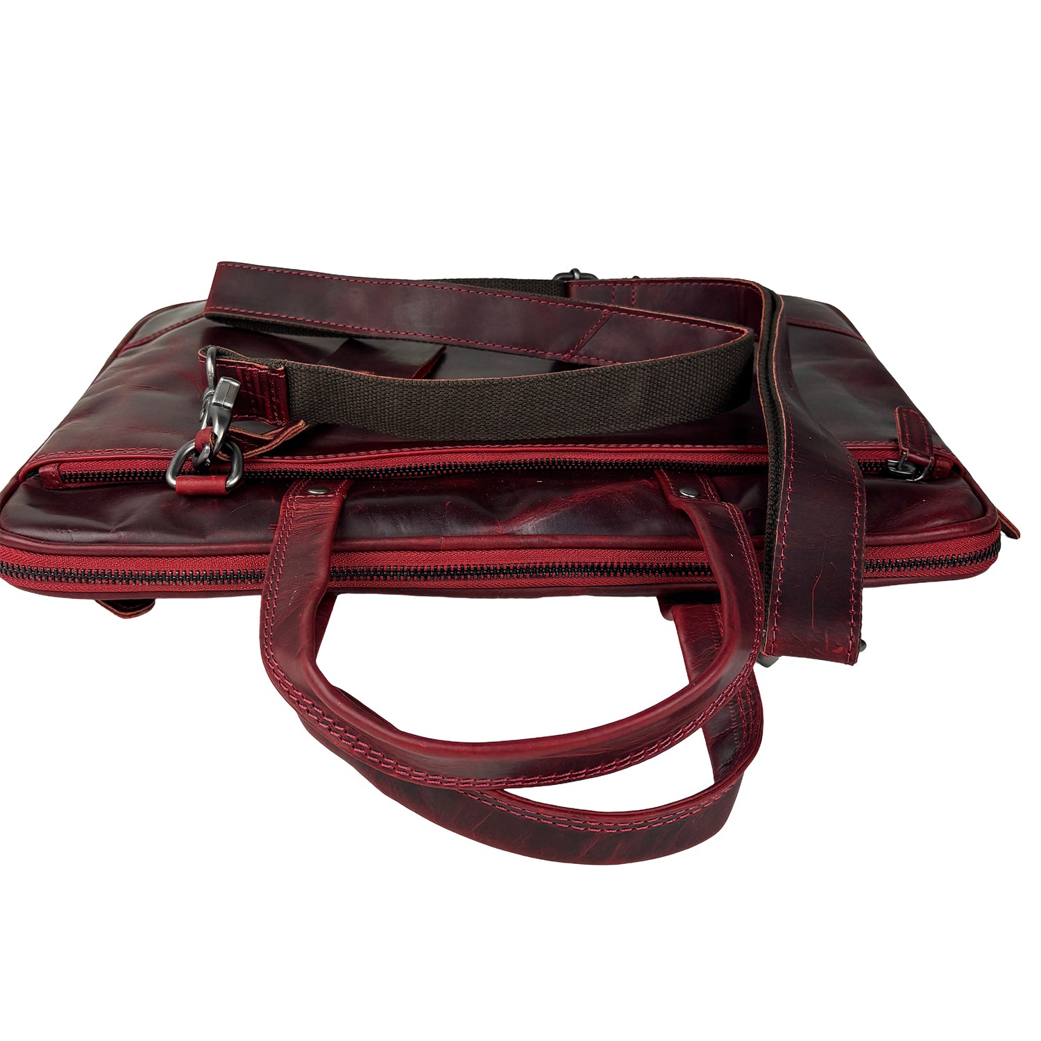 Rode leren laptoptas 15 inch