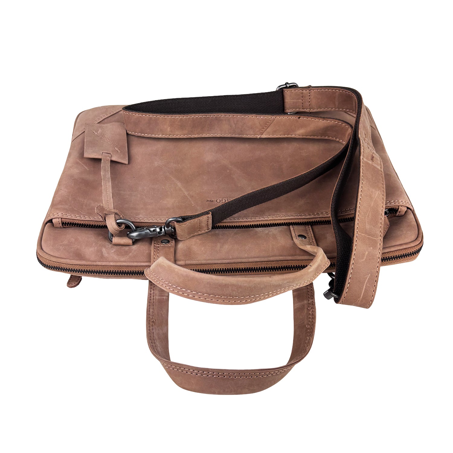 Taupe leren laptoptas 15 inch