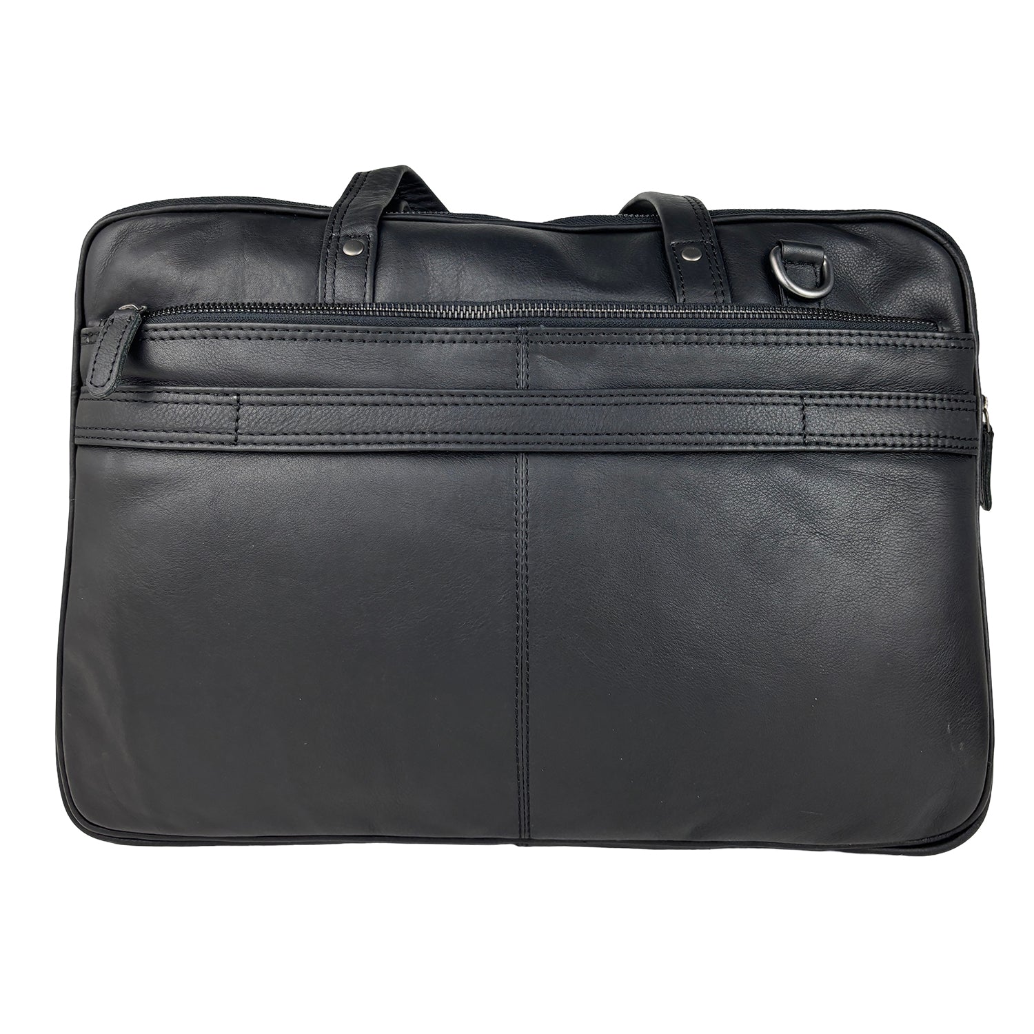Zwarte leren laptoptas 15 inch