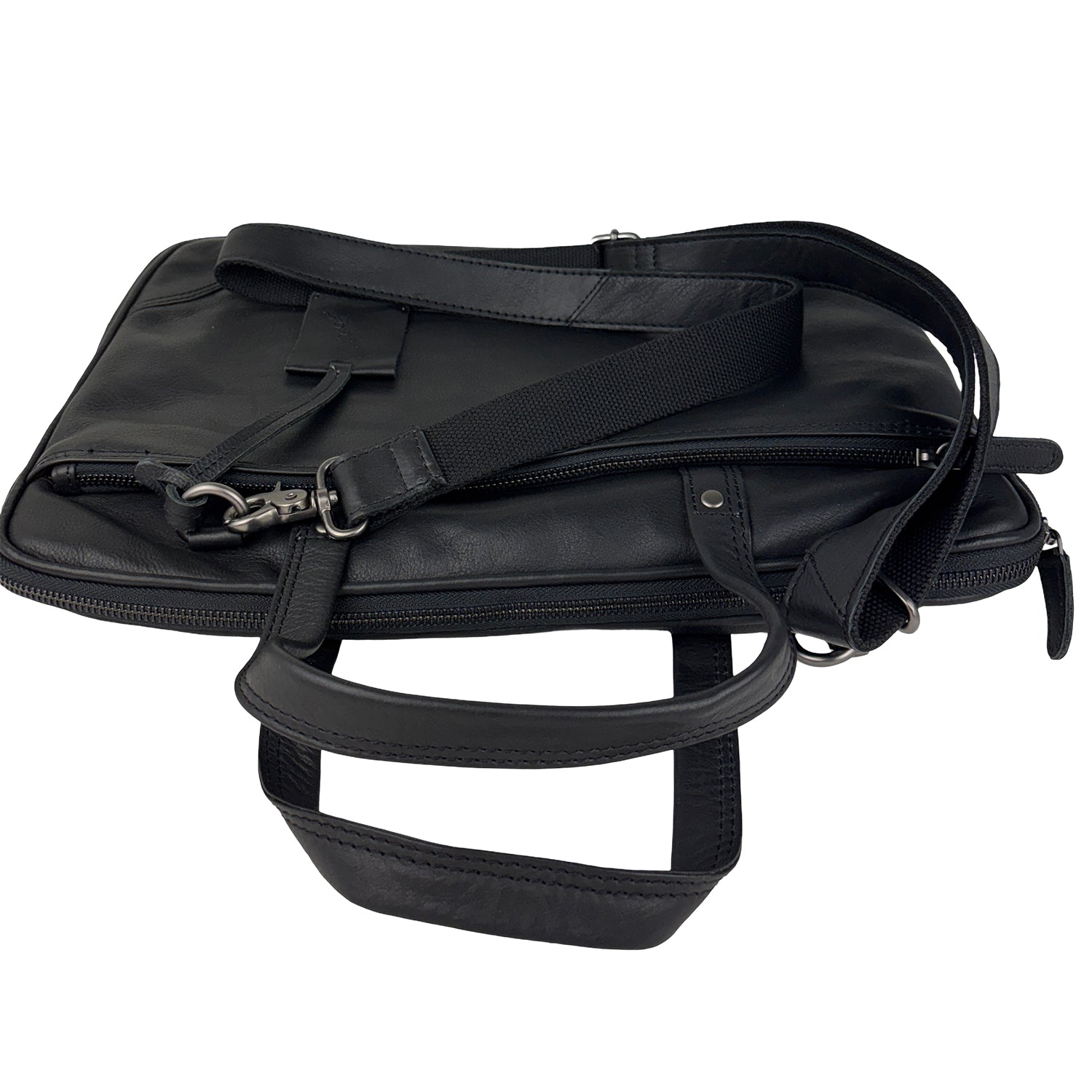 Zwarte leren laptoptas 15 inch