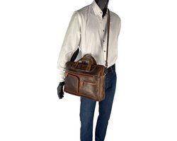 Laptoptas messenger bag 15 6 inch buffelleer leer cognac - Arrigo.nl