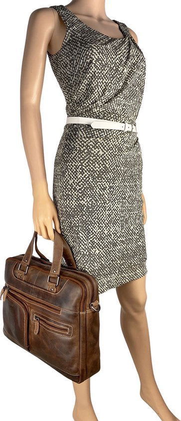 Laptoptas messenger bag 15 6 inch buffelleer leer cognac - Arrigo.nl