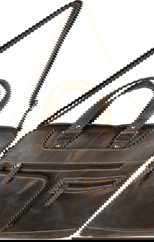 Laptoptas messenger bag 15 6 inch buffelleer leer donkerbruin - Arrigo.nl