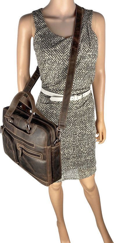 Laptoptas messenger bag 15 6 inch buffelleer leer donkerbruin - Arrigo.nl
