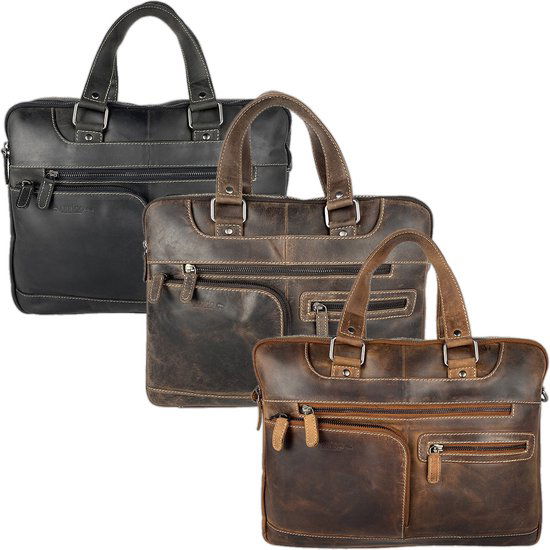 Laptoptas messenger bag 15 6 inch buffelleer leer donkerbruin - Arrigo.nl
