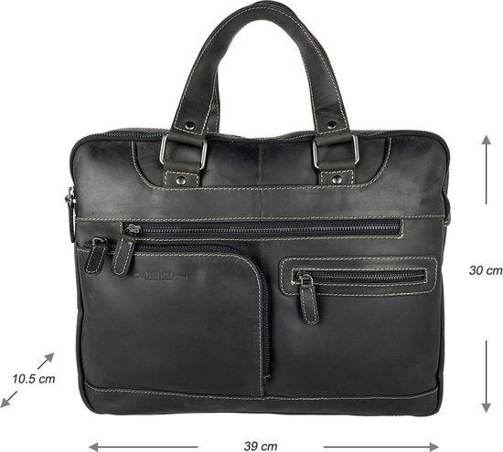 Laptoptas messenger bag 15 6 inch buffelleer leer mat zwart - Arrigo.nl