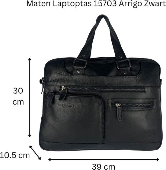 Laptoptas messenger bag 15 6 inch buffelleer leer zwart - Arrigo.nl