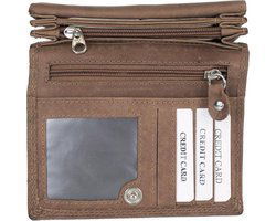 Lederen dames portemonnee RFID cognac - Arrigo.nl