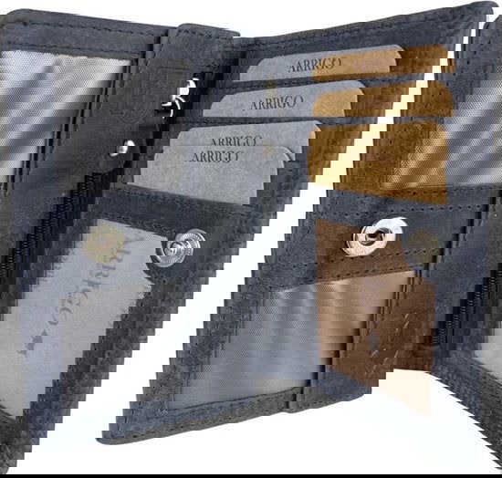 Lederen dames portemonnee RFID donkerblauw - Arrigo.nl