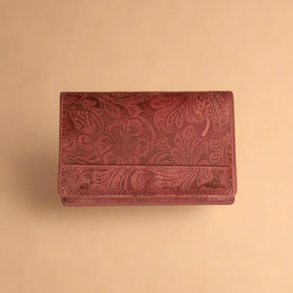 Lederen dames portemonnee RFID rood - Arrigo.nl