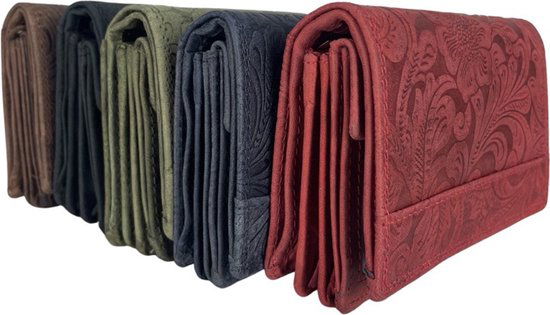 Lederen dames portemonnee RFID rood - Arrigo.nl