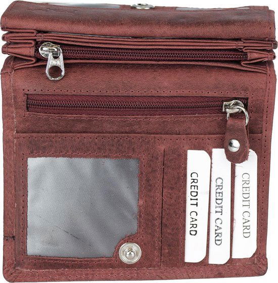 Lederen dames portemonnee RFID rood - Arrigo.nl