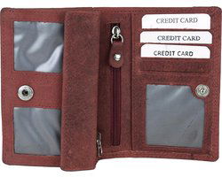 Lederen dames portemonnee RFID rood - Arrigo.nl