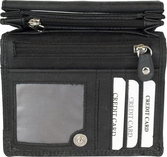 Lederen dames portemonnee rfid zwart - Arrigo.nl