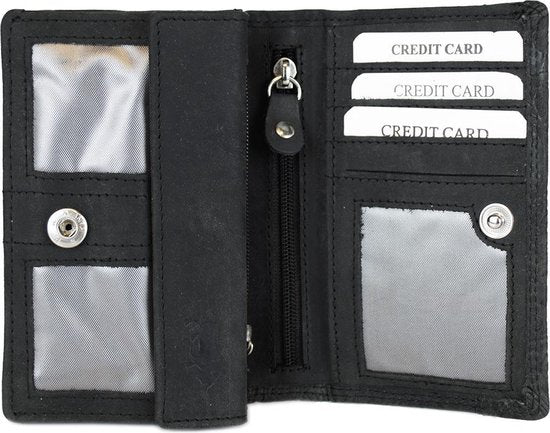 Lederen dames portemonnee rfid zwart - Arrigo.nl