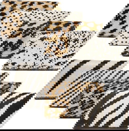 Lederen dames portemonnee zwart klein rfid met dierenprint dames portemonnee - Arrigo Leather Goods