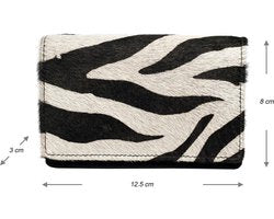 Lederen dames portemonnee zwart klein rfid met dierenprint dames portemonnee - Arrigo Leather Goods