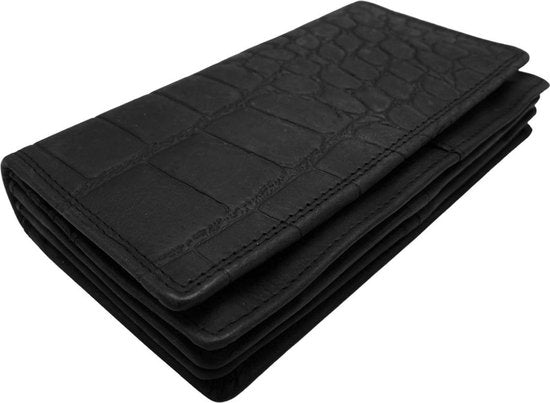 Lederen dames portemonnee zwart rfid met croco print dames portemonnee - Arrigo Leather Goods