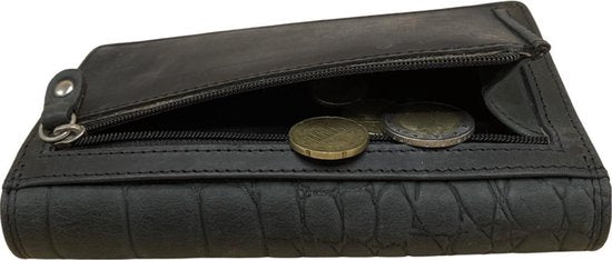 Lederen dames portemonnee zwart rfid met croco print dames portemonnee - Arrigo Leather Goods