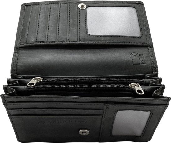 Lederen dames portemonnee zwart rfid met croco print dames portemonnee - Arrigo Leather Goods