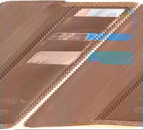 Lederen portefeuille telefoonmapje lichtbruin met gevlochten leerprint - Arrigo.nl