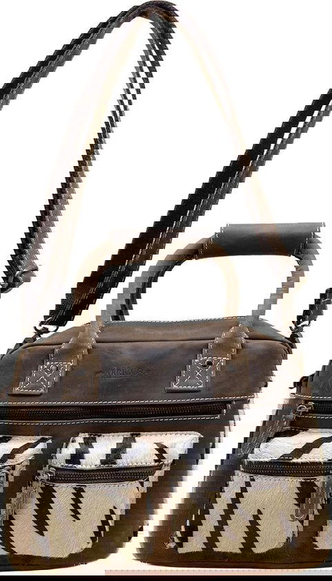 Leren Dames Tas van Donkerbruin Leer met Dierenprint - Arrigo.nl