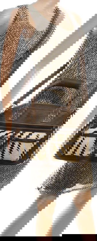 Leren Dames Tas van Donkerbruin Leer met Dierenprint - Arrigo.nl