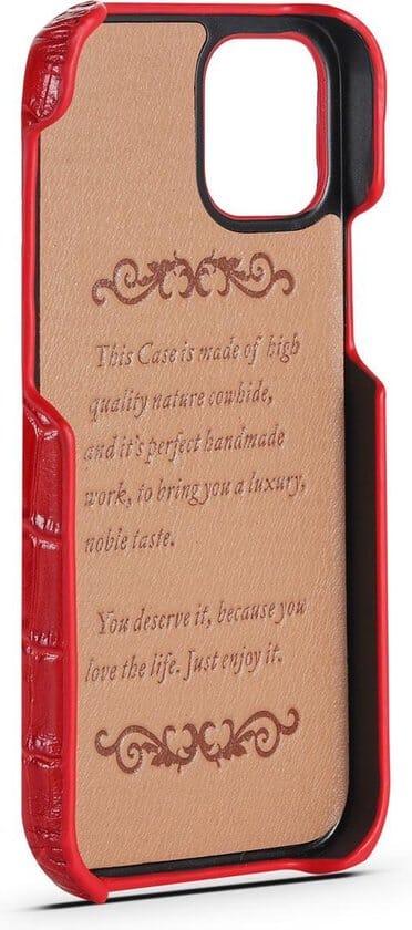 Leren Hoesje iPhone 12 Pro Max - Rood Leer met Krokodillenprint - Arrigo.nl