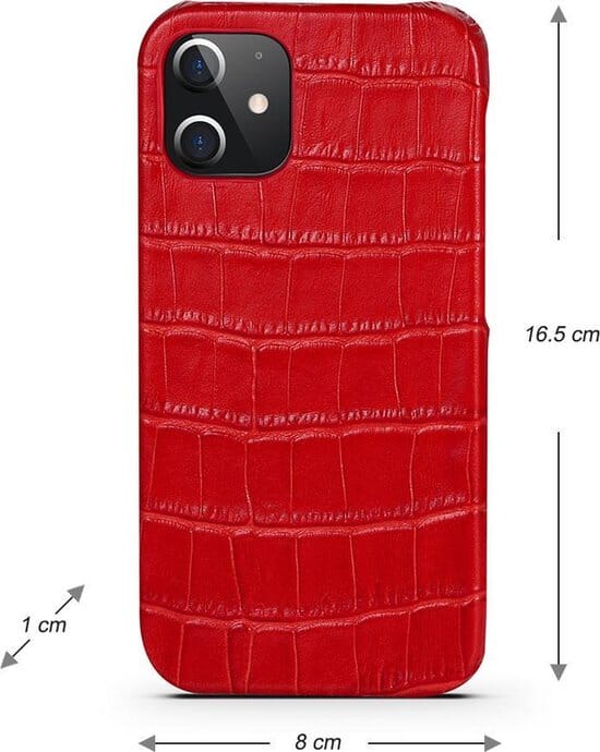 Leren Hoesje iPhone 12 Pro Max - Rood Leer met Krokodillenprint - Arrigo.nl
