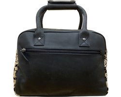 Leren Tas met Vacht en Zwart Leer - Dames Handtas - Arrigo.nl