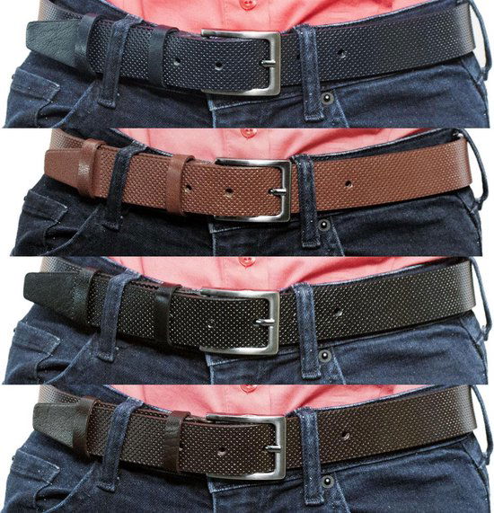 Leren dames riem cognac met print of heren riem echt - Arrigo Leather Goods