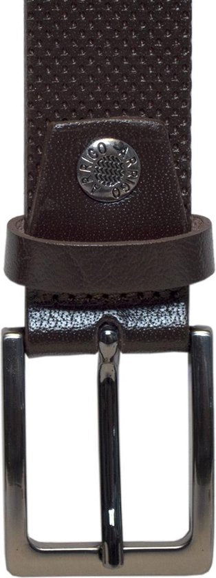 Leren dames riem donkerbruin met print of heren riem echt - Arrigo Leather Goods