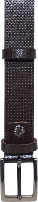 Leren dames riem donkerbruin met print of heren riem echt - Arrigo Leather Goods