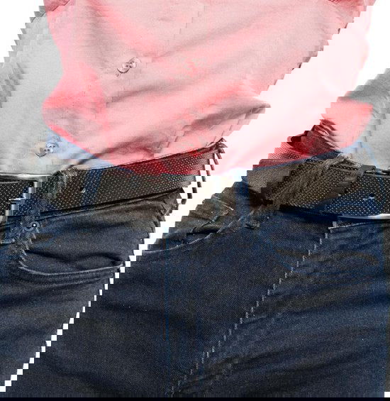 Leren dames riem donkerbruin met print of heren riem echt - Arrigo Leather Goods