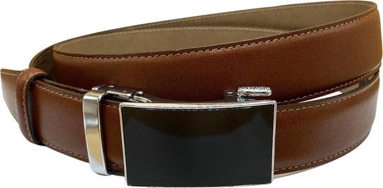 Leren heren riem lichtbruin met een automatische gesp heren riem - Arrigo Leather Goods