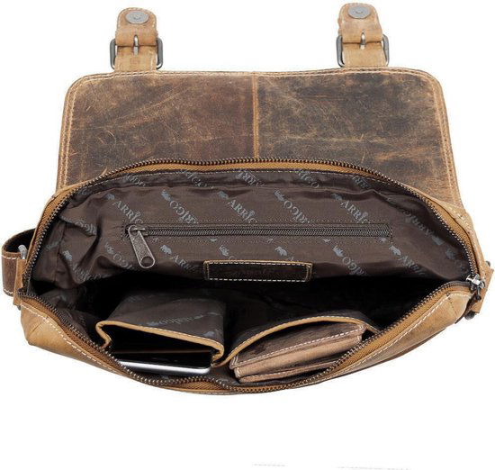 Leren heren schoudertas cognac dames schoudertas cognac leer lichtbruine leren - Arrigo Leather Goods