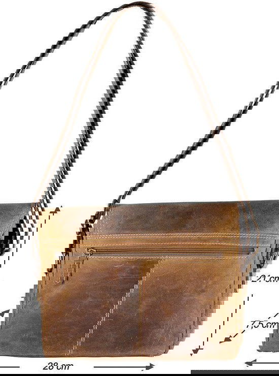 Leren heren schoudertas cognac dames schoudertas cognac leer lichtbruine leren - Arrigo Leather Goods