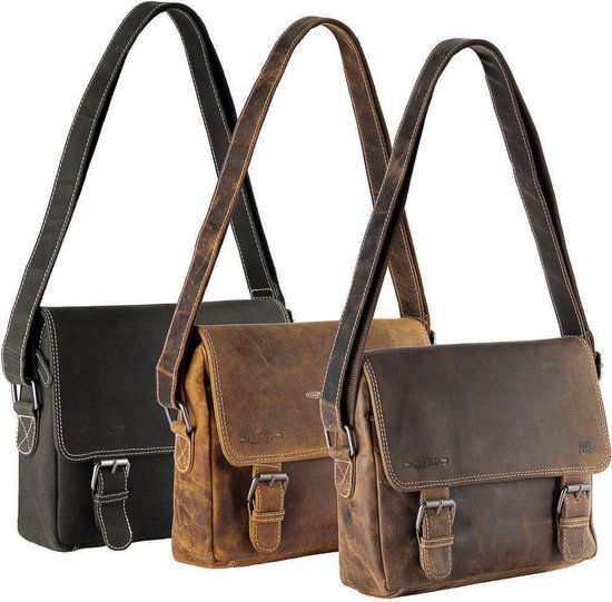 Leren heren schoudertas cognac dames schoudertas cognac leer lichtbruine leren - Arrigo Leather Goods