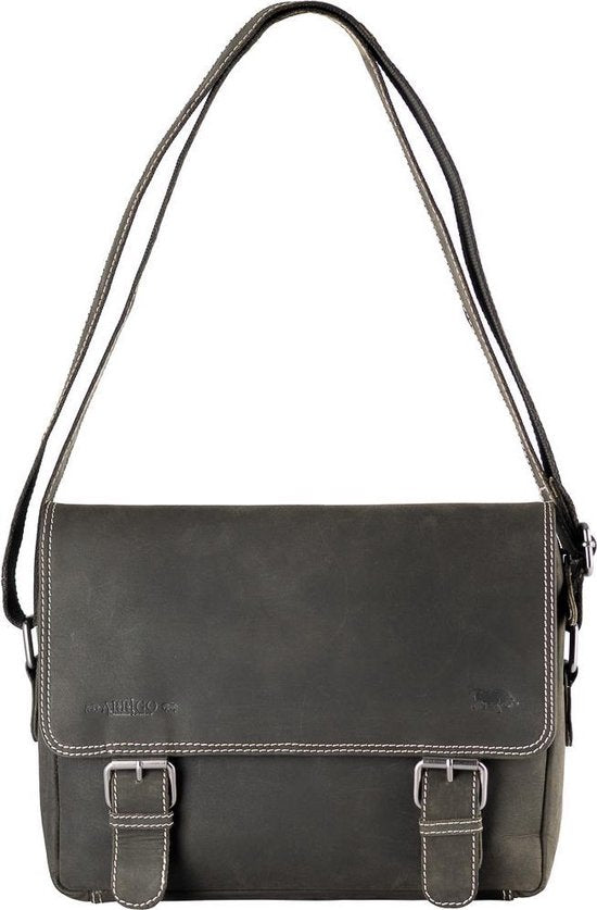 Leren heren schoudertas zwart dames schoudertas zwart leer zwarte leren - Arrigo Leather Goods