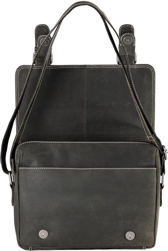 Leren heren schoudertas zwart dames schoudertas zwart leer zwarte leren - Arrigo Leather Goods