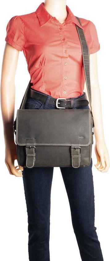 Leren heren schoudertas zwart dames schoudertas zwart leer zwarte leren - Arrigo Leather Goods