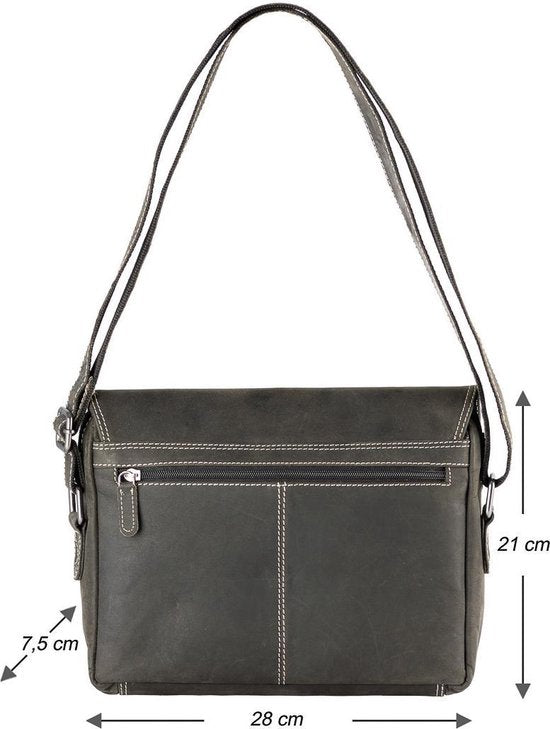 Leren heren schoudertas zwart dames schoudertas zwart leer zwarte leren - Arrigo Leather Goods