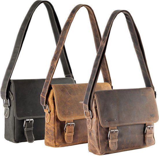 Leren heren schoudertas zwart dames schoudertas zwart leer zwarte leren - Arrigo Leather Goods